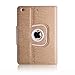 Thankscase Case for iPad Mini 3/2 / 1 (Not for iPad Mini 4), Rotating Case Cover with Wallet Pocket and Hand Strap for iPad Mini 3 & 2nd Gen & 1st Gen.(Gold)