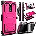 Case Compatible with LG Stylo 3/LG Stylus 3/LG Stylo 3 Plus 2017, Venoro Heavy Duty Shockproof Protection Case Cover with Swivel Belt Clip and Kickstand for LG LS777 / MP450 / M430 (Pink)