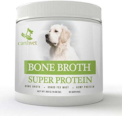 Beef Bone Broth Superfood Protein for Dogs, Grass Fed Whey, Hemp Protein - Improves Gut Health, Allergies, Immune System, Inflammation, Joints, Skin & Coat - All Breed Formula. (50 Servings)