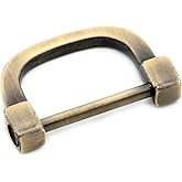 Loosco Horseshoe D-Rings,4 PCS Screw in Shackle D Ring for Purses,Belt Clasps,Leather Craft Accessories,Purse Findings (Brushed Brass,1")