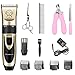 Showlovein Pet Grooming Clipper Kits Low Noise Rechargeable Cordless Quiet Cat Dog Groomer Tool Hair Trimmer Razor Blades with Combs, Scissor