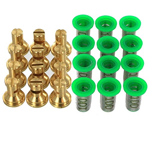 TeeJet Bundle (24 Items): 12 x TK-.75 Brass FloodJet Spray Nozzles w/ 12 x 8079-PP-100 Strainers
