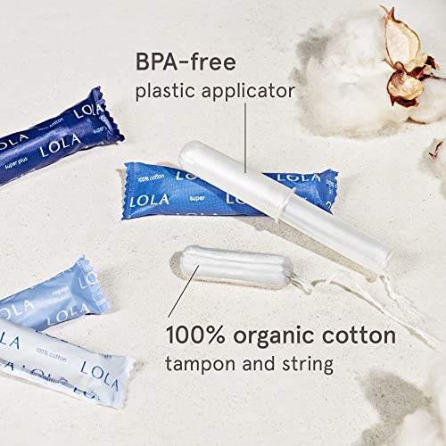 LOLA Organic Cotton Unscented Tampons, Regular Absorbency 80 Count