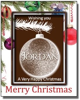Christmas Chocolate Bauble card with Name - Jordan
