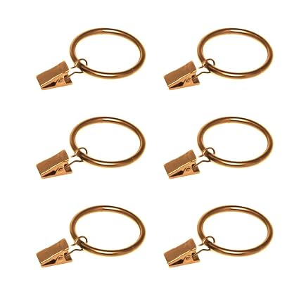 Coideal Gold Metal Curtain Ring With Clips 30 Pack Rustproof