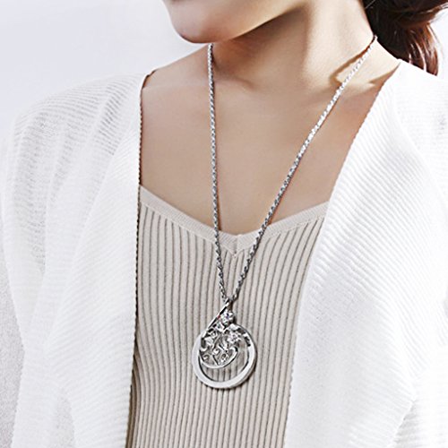 Ylucky 2X Magnifying Glass Necklace Pendant Stainless Steel Cross Magnifier Necklace Women Adjustable 26 Inch Chain Necklace