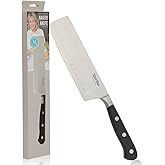 Martha Stewart Carverton 6" Nakiri Knife, High Carbon Stainless Steel Kitchen Knives w/Black Triple Riveted Handle