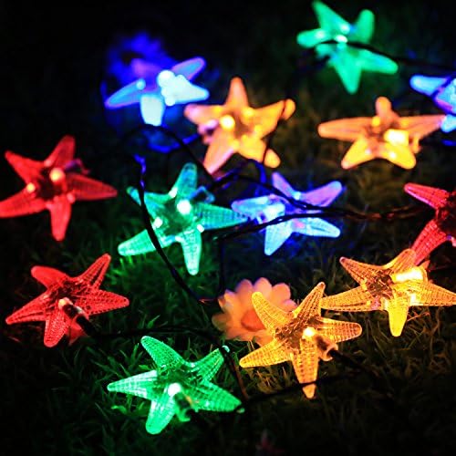 iShining 15.7Ft 20 Led Multi Color Starfish String Lights Solar Powered Christmas Lights Outdoor Decorative Lights Waterproof Led String Patio Light for Home Patio Garden Lawn Christmas Party