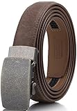 Marino Men’s Genuine Leather Ratchet Dress Belt with Automatic Buckle, Enclosed in an Elegant Gift Box - Walnut - Style 159 - Custom: Up to 44
