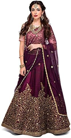 surti funda taffeta sartin lehengha choli for women(free size, pink)