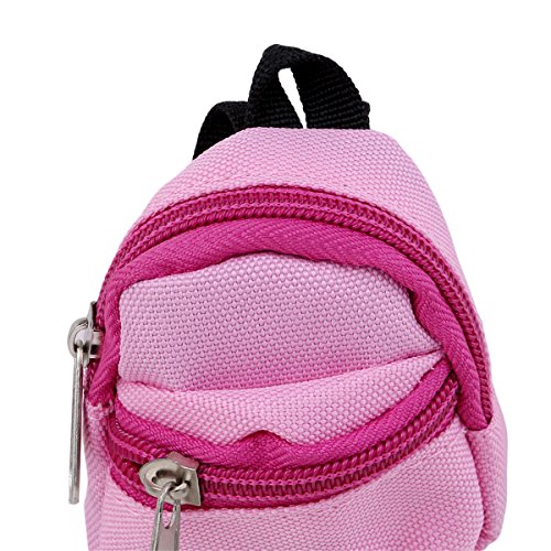 CH Cute Zipper Canvas Backpack Bag Doll Clothing Dress Up Accessories For Barbie (Pink)