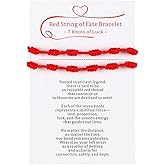 WENGIFT Valentine’s Day Gifts for Her Red String of Fate 7 Knots Couples Bracelets — Meaningful Matching Bracelets & Protective Amulet Gift for Anniversary, Long Distance Love, Him and Her