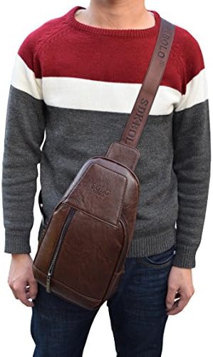 Sling Backpack Vintage Shoulder Chest Pack Crossbody Backpacks PU Leather Mens Travel Casual Daypack