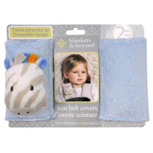 Blankets and Beyond Super Plush Baby Zebra Strap Cover Blue