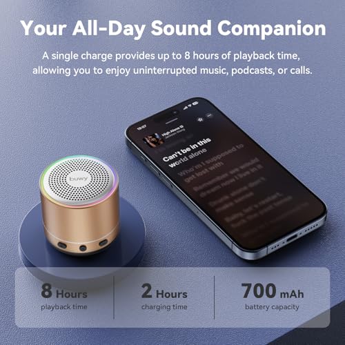 Bluetooth Speaker, Mini Speakers Wireless Bluetooth 5.4 Built-in Microphone, Loud HD Stereo Sound, IP68 Waterproof Speaker with 7 Modes RGB Lights, Small Speaker For Outdoor, Home, Gifts, Rose Gold