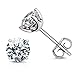 CZ Stud Earrings 18K White Gold Plated Sterling Silver Simulated Diamond Round Cubic Zirconia Ear Studs