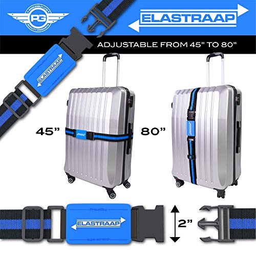 Luggage Straps, Adjustable Non-Slip Baggage Belts- Suitcase Bands For Travel Bag (2 Straps, Blue Stripe 2pk) - Thumbnail 3