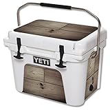 MightySkins Protective Vinyl Skin Decal for YETI Roadie 20 qt Cooler wrap cover sticker skins Wooden