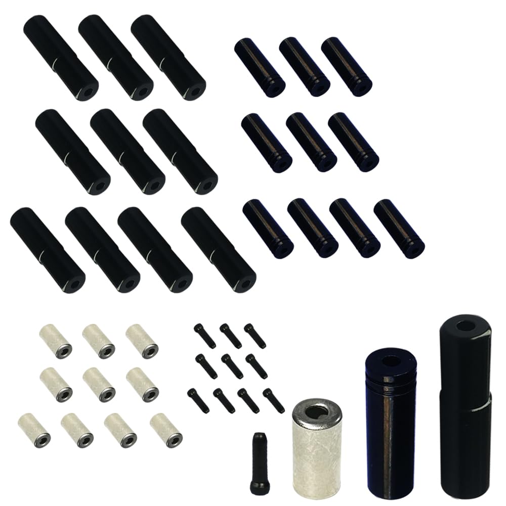 Zetatau 10 PCs 5mm Black Alloy Road Mountain Bicycle Bike Brake Cable Tips Caps End Crimp +10 x Silver Cable Tips Caps +10 x 4mm Shift Derailleur Cable Tips End +10 x Cable End Crimps Total 40 pcs