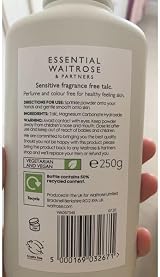 Giftoluxe Waitrose Sensitive Talc Powder Fragrance Free 250g Pack of 2 Men Women view 5