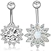 REVOLIA 2-3Pcs 14G Stainless Steel Belly Button Rings for Women CZ Flower Body Piercing Jewelry (G :2Pcs Style D)
