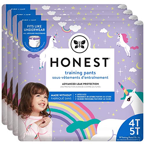 The Honest Company Toddler Training Pants, Unicorns, 4T/5T, 19 count (Pack of 4) Packaging May