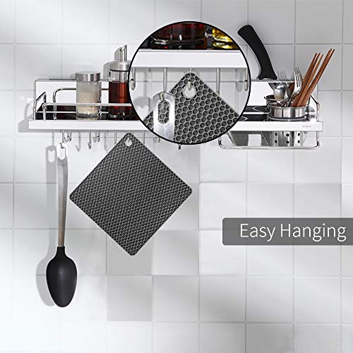 Silicone Trivet Mats CUKWILY Multifunctional Hot Pads Heat Resistant Non Slip Larger Thicker Hot Pot Holder 4 Packs Grey