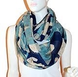 SCARF_TRADINGINC® FloralLight Weight X-large Infinity Scarf (Black Blue)