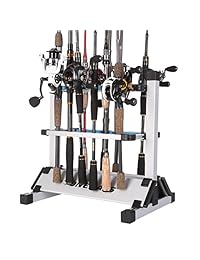 Uno bajo caña de pescar Rack Metal Aleación de aluminio Organizador de cañas de pescar Portacañas de pesca portátil para todo tipo caña de pescar, Sostiene hasta 24 cañas
