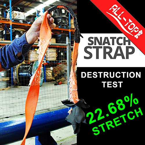 ALL-TOP Nylon Heavy Duty Tow Strap Recovery Strap Kit : 3 inch x 30 ft (32.000 lbs) 100% Nylon and 22% Elongation Snatch Strap + 3/4 Heavy Duty D Ring Shackles (2pcs) + Storage Bag - Thumbnail 2