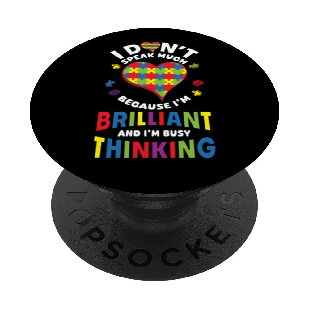 I Don't Speak Much I'm Brilliant Autism Awareness Puzzle PopSockets Swappable PopGrip