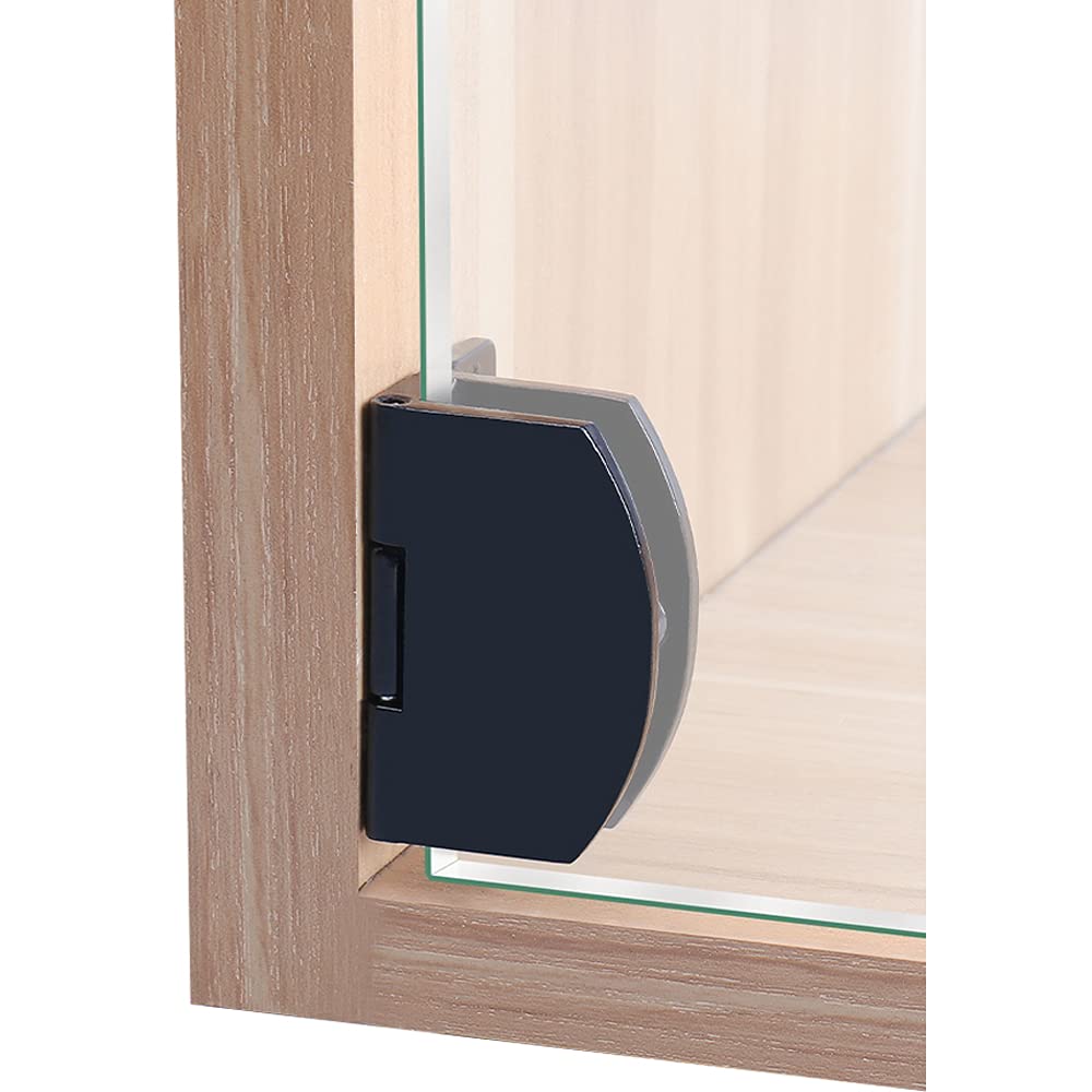 Black Frameless Glass Door Cabinet Display - 2 Pieces, 90 Degree Hinge