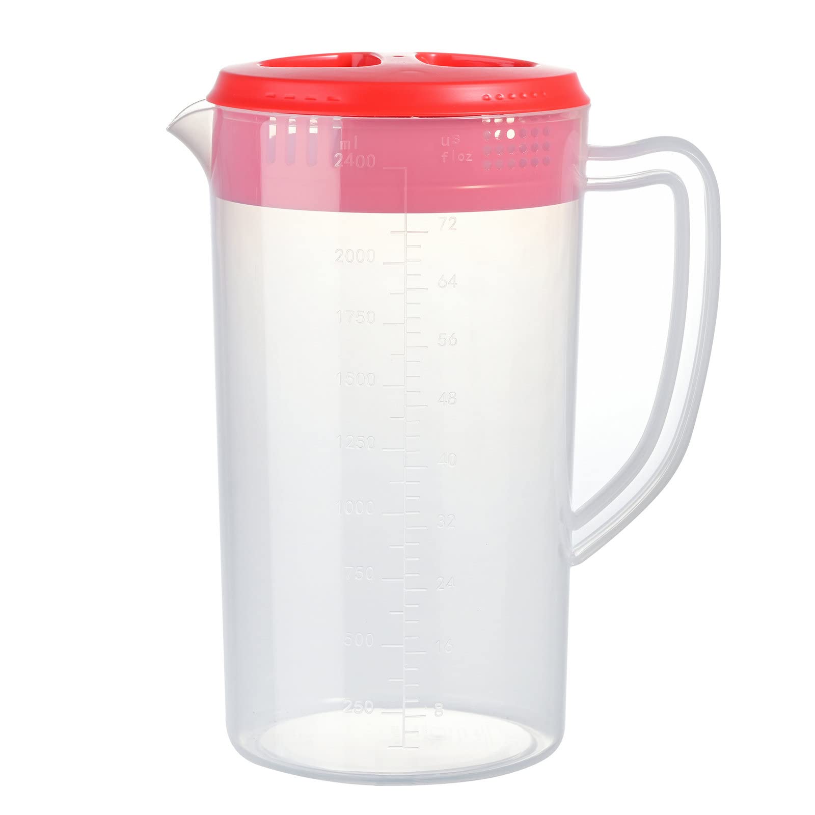 Photo 1 of 0.66 Gallon/2.5 Litre Plastic Pitcher with Lid BPA-FREE Eco-Friendly Carafes Mix Drinks Water Jug for Hot/Cold Lemonade Juice Beverage Jar Ice Tea Kettle (Red, 81oz)