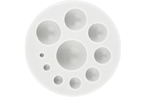 LASUROA Half Round Ball Polymer Clay Molds, Silicone Clay Half Sphere Maker with 10 Size Pearl Fondant Mold for Earrings Pendants Beads Making Supplies