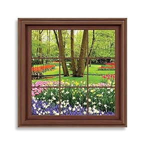 Framed Canvas Home Artwork Decoration View from The Window Canvas Wall Art for Living Room, Bedroom - 16x16 inches