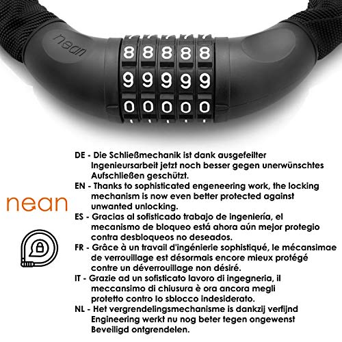 nean Fahrradschloss mit Zahlen und hoher Sicherheit-Stufe, Ketten-Schloss, Zahlenschloss mit Code Kombination, gehärtete… – Bild 5