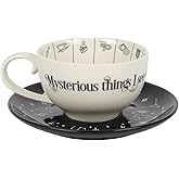 Elegant Black & White Glass Fortune Telling Ceramic Teacup - 7.5cm x 18.5cm (1 Pc.) Unique Design & Gift – Perfect for Everyday Use & Mystical Tea-Time Fun