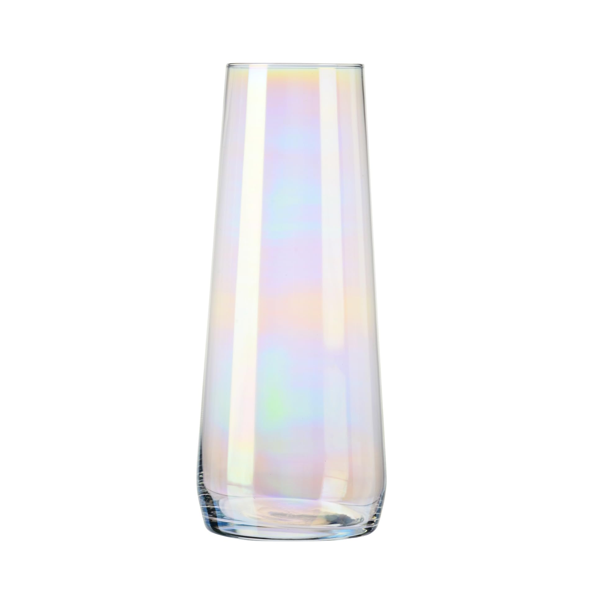 KROSNO Pure Iridescent Glass Vase 24 cm, Lead-Free Crystal Flower Vase Carafe 2in1, Tall Decorative Vase for Bouquets Pampas Grass, Modern Home Office Decor, European Made