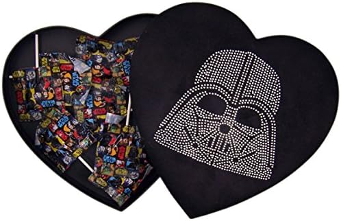 Star Wars Darth Vader Valentines Day Heart Shape Felt Box with Lollipop Candy, 10 Inch