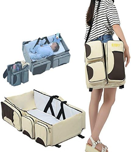 SunJet 3 in 1 Diaper Bag - Portable Travel Bed - Change Station - Multi-purpose Boy Girl Newborn Baby Diaper Bed Bag Nappy Infant Carrycot Crib Cot Nursery Portable Change Table Portable Crib (blue)