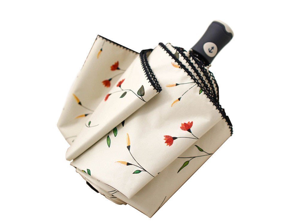 Automatic Folding Umbrella Begonia Flower - A Sweet Date (Begonia Flower Beige)