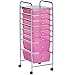 VonHaus 8 Drawer Pink Rolling Cart Organizer Utility Cart for Home, Office and Beauty Storage