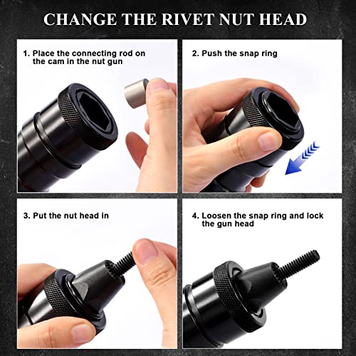 KIARUO Pneumatic Rivet Nut Gun with Selflocking Head Gun 1/4 & 5/16
