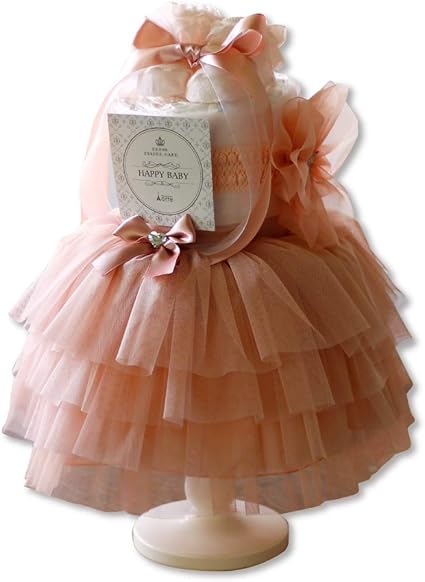 Amazon 出産祝い おむつケーキ 女の子 かわいい チュチュスカート ヘアバンド ベビーソックス おしゃれ エレガント ベビーシャワー ベビーギフト ドレス チュチュ付き オムツケーキ パンパースs アンティークピンク おむつケーキ ベビー マタニティ 通販