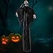Halloween Decorations Scary Animated Hanging Ghost Props Life Size with Sound and Glowing Red Eyes for Halloween Décor Indoor Outdoor Party Favors (Black)