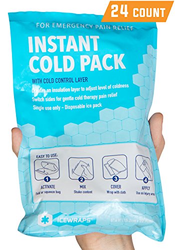 IceWraps 6â€ x 9â€ Instant Cold Breakable Ice Packs - Emergency Disposable First Aid Ice Packs (24 Pack)