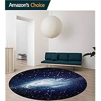 RUGSMAT Outer Space Round Area Rugs Living Room,Spiral Galaxy Image Space and Stars Celestial Cosmos Expanse Universe Modern Study Computer Chair Cushion Base Mat Round Carpet,Diameter-47 Inch