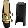 Jiayouy Soprano Sax Saxophone Mouthpiece with One Reed Golden Plated Ligature and Plastic Cap