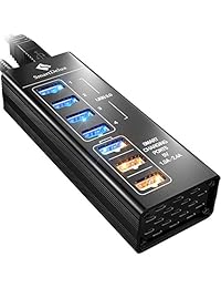 smartdelux 7 puertos de carga port hub usb con 4 puertos USB 3.0 de aluminio y 3 SMART, LED, 152,4 cm Cable Largo..., SDU3 P4C3
