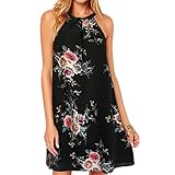 vanberfia Women's Sleeveless Casual O Neck Loose Mini Dress